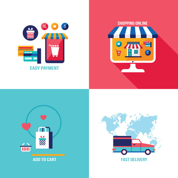 Acquisti online e-commerce mobile payment e business concept banner di successo. Illustrazione vettoriale
 - Vettoriali, immagini