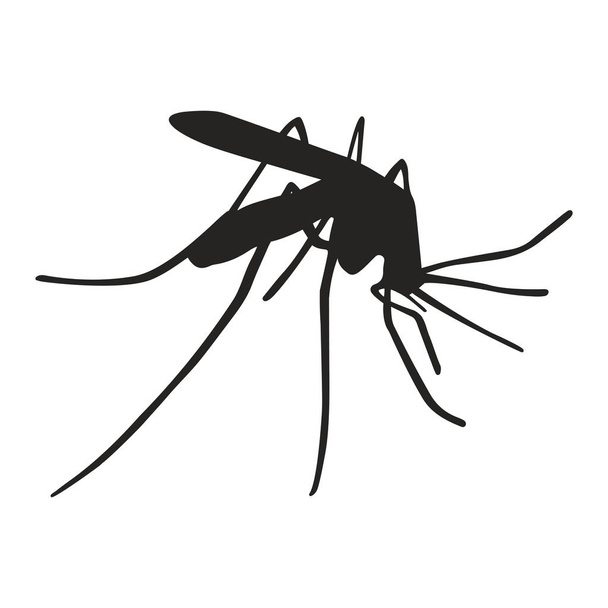 Чорний знак силуету комарів. Силует комарів крупним планом ізольований на білому тлі. Векторні ілюстрації
 - Вектор, зображення