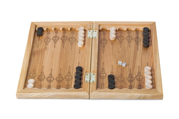 Backgammon playing field and dices - isolated on white background - Foto, Imagen