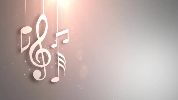 Music notes flowing hanging on strings and falling from the ceiling animation - Footage, Video