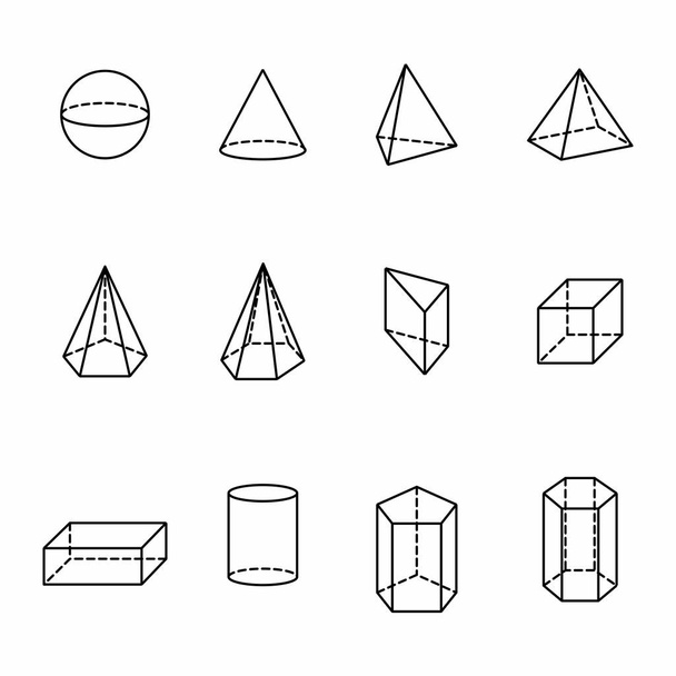 The illustration of a set of geometric solids - Vector, imagen