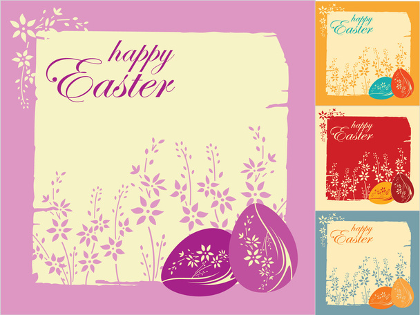 Пасхальная открытка с разноцветными яйцами - Вектор,изображение