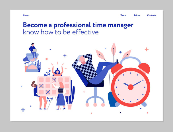 Time Management Flat Banner - Vector, Image