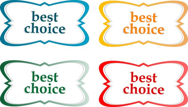 speech bubbles stickers set with best choice message - Foto, Imagem