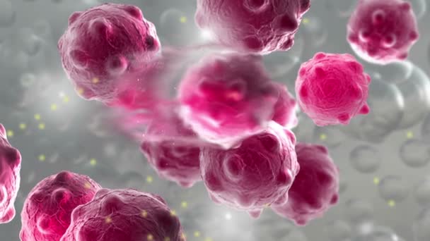 Animacja uszkodzonych i rozpadających się komórek nowotworowych - Materiał filmowy, wideo