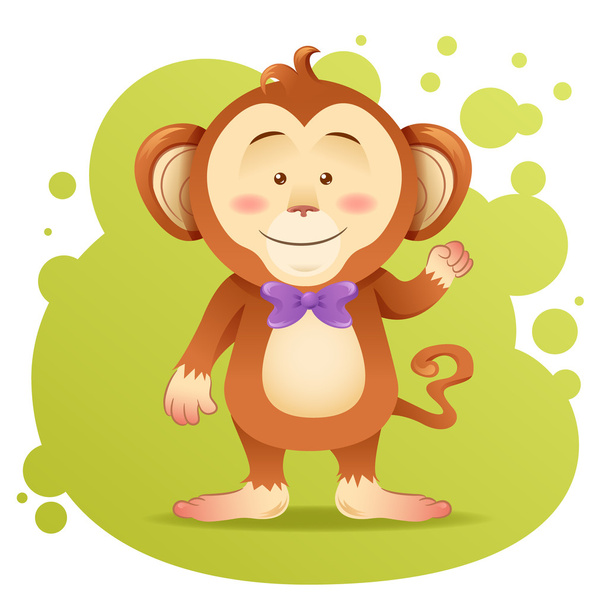 Cute cartoon monkey toy vector card - Vector, Imagen