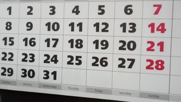 Office naptár, a matricák és a felirat a hétvégén. - Felvétel, videó