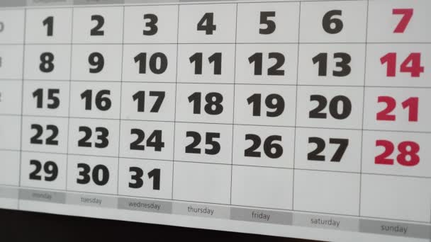 Vakantie, bureau kalender en sticker. - Video