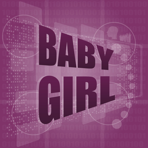baby girl text on digital touch screen - social concept - Фото, зображення