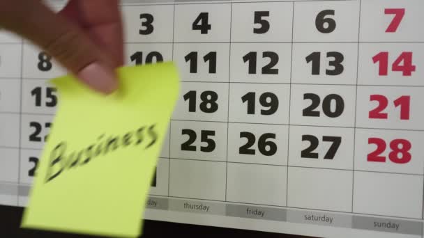 Business, office calendar and stickers. - Footage, Video