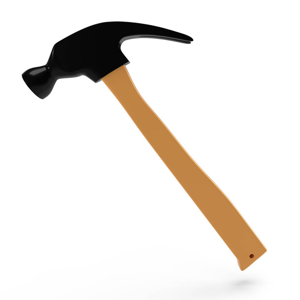 Hammer on white background, isolated. 3D rendering - Photo, Image