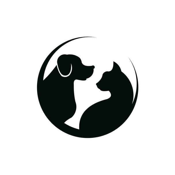 hond kat dierenverzorging omtrek lijn kunst monoline inspiratie logo vector pictogram - Vector, afbeelding