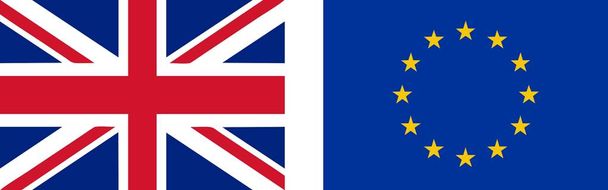 Государственный флаг Соединенного Королевства (Великобритания) или Юнион Джек и флаг ЕС (та же стандартизированная пропорция 3: 2) - изолированная векторная иллюстрация
 - Вектор,изображение