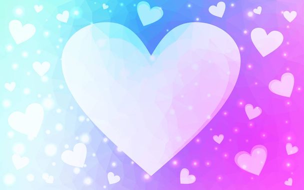 Light Pink, Blue vector abstract glitter heart shape on white background in love concept for valentine's day with sweet and romantic moment. Polygonal design for your business. - Vecteur, image