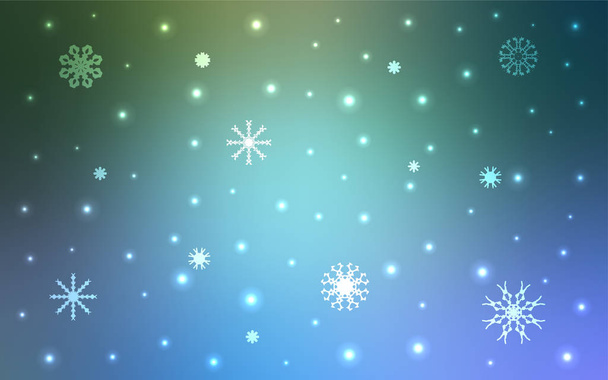 Light Blue, Green vector template with ice snowflakes. Shining colored illustration with snow in christmas style. New year design for your ad, poster, banner. - Vetor, Imagem
