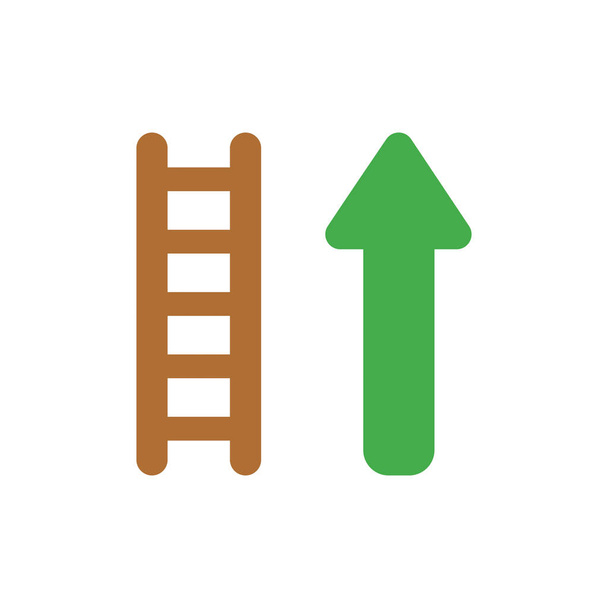 Conceito de ícone de ilustração vetorial de escada de madeira com seta subindo
. - Vetor, Imagem