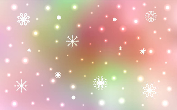 Light Pink, Yellow vector template with ice snowflakes. Snow on blurred abstract background with gradient. The template can be used as a new year background. - Vector, Image