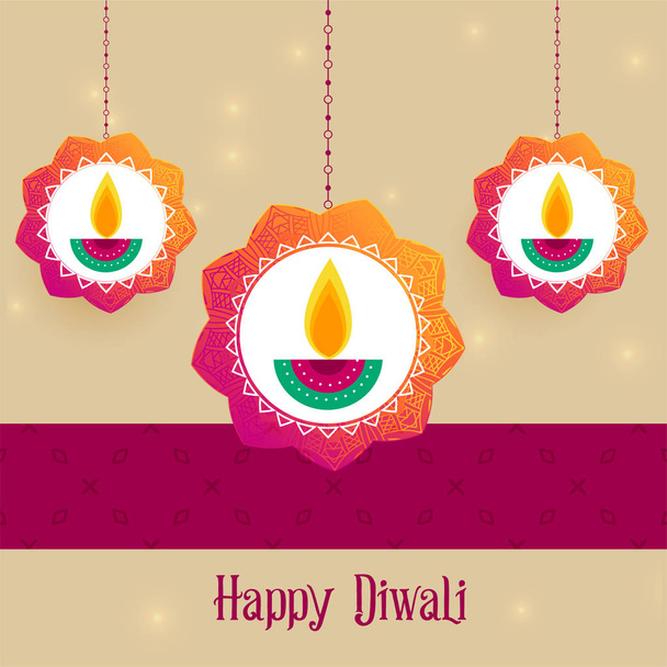 Ilustração de diwali com lâmpadas. Diwali é o festival hindu de luzes, que é comemorado a cada outono no hemisfério norte. Um dos festivais mais populares do hindu
 - Vetor, Imagem