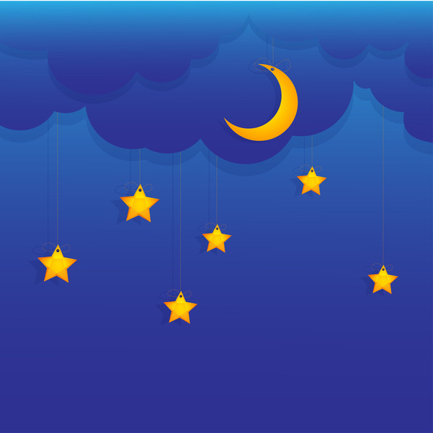 Vector background with stars and moon. - Vector, Image