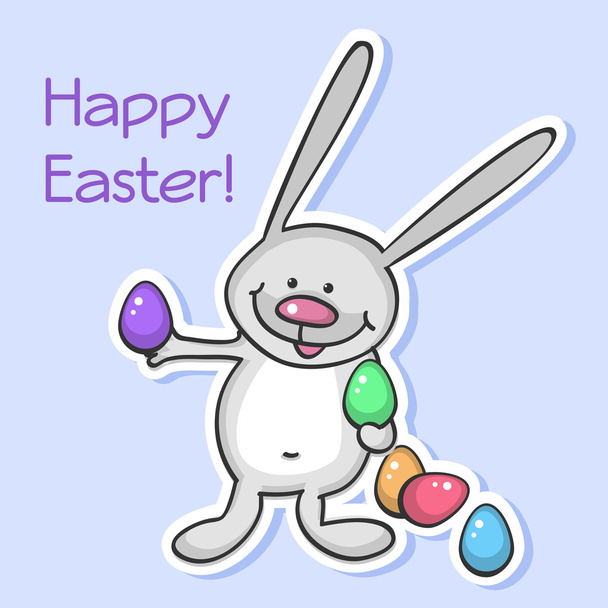 Easter bunny with eggs. Vector illustration. - Vector, Image