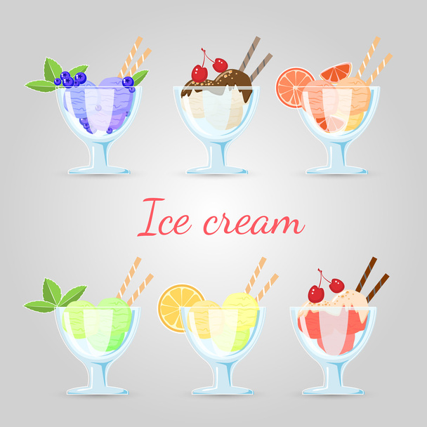 Vector set of different ice cream. - Vector, Image