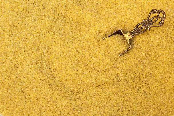 Železná lžíce rýže zázemí. - Fotografie, Obrázek