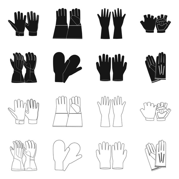 Geïsoleerde object van handschoen en winter teken. Verzameling van vector-pictogram voor handschoen en apparatuur voor de voorraad. - Vector, afbeelding