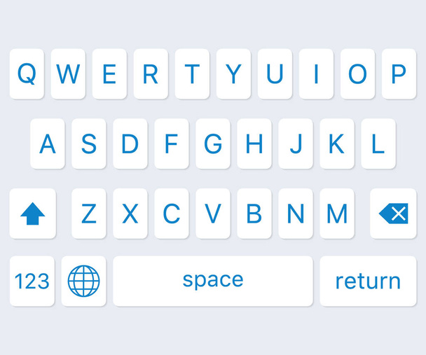 Vector moderne toetsenbord voor smartphone, alfabet knoppen. Vectorillustratie. - Vector, afbeelding