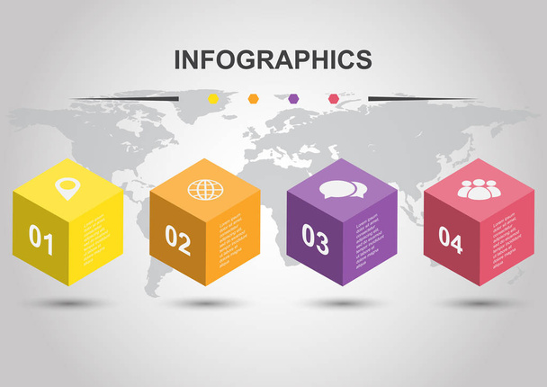 Infographic design template with cubes, stock vector - Vecteur, image