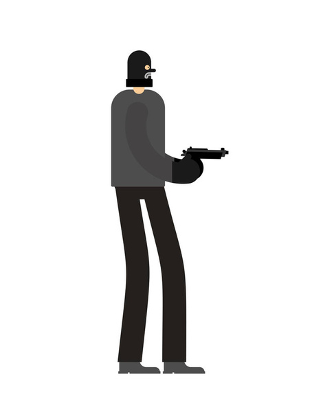 Robber and gun. Burglar and weapon. Mugger isolated. Vector illustratio - Vector, Imagen