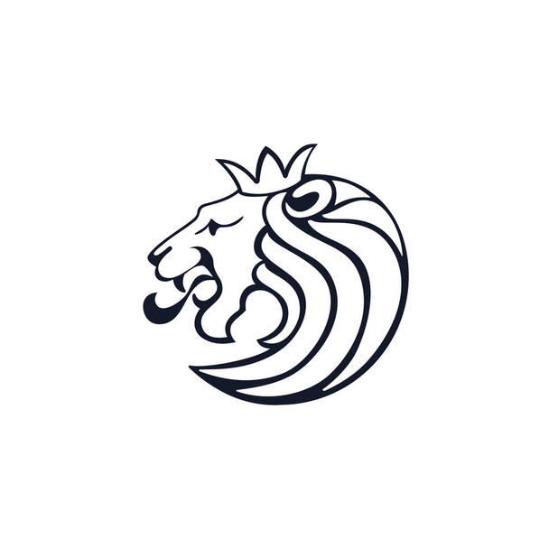Oroszlán logó. Oroszlán fej-korona - vektor-illusztráció, embléma design. Társaság egyetemes szimbólum. Heraldikai prémium logó ikon jele. - Vektor, kép