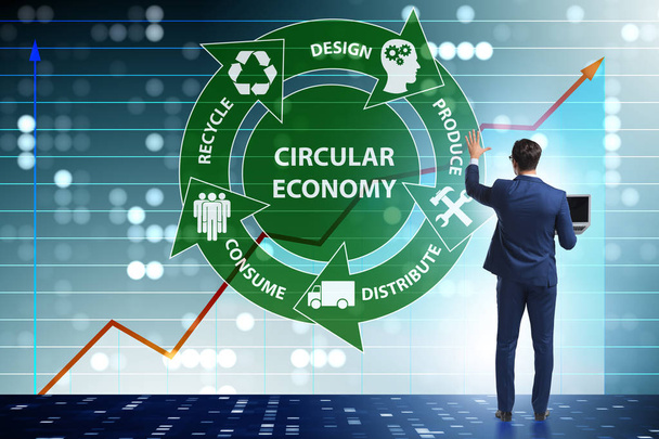 Concepto de economía circular con empresario - Foto, Imagen