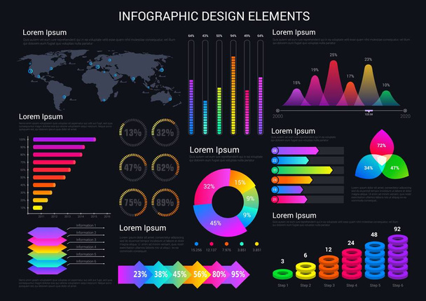Елементи інфографічного дизайну, графіка та діаграми
 - Вектор, зображення