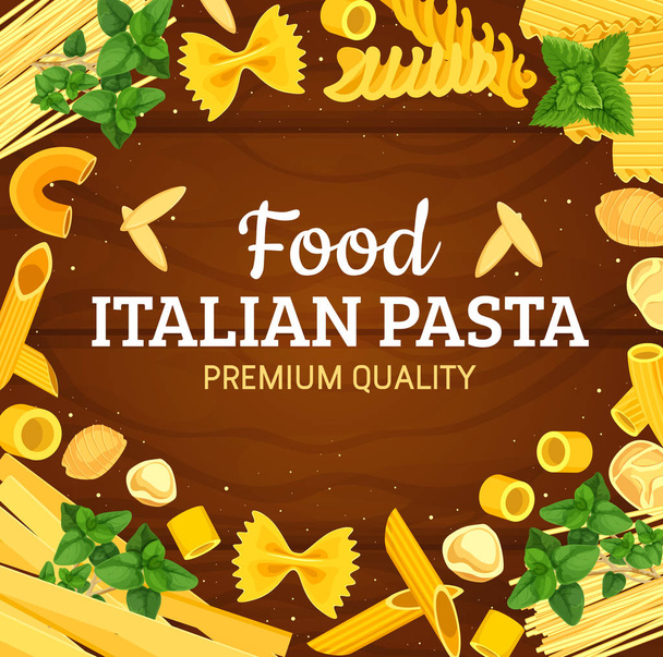 Italian pasta frame of vector macaroni - Vector, Image