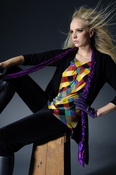 Fashion model with long blond hair. - Valokuva, kuva