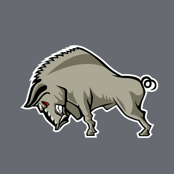 Huge wild boar. Cartoon style. - Vetor, Imagem