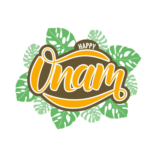 Happy Onam festival typography lettering - Vector, Image