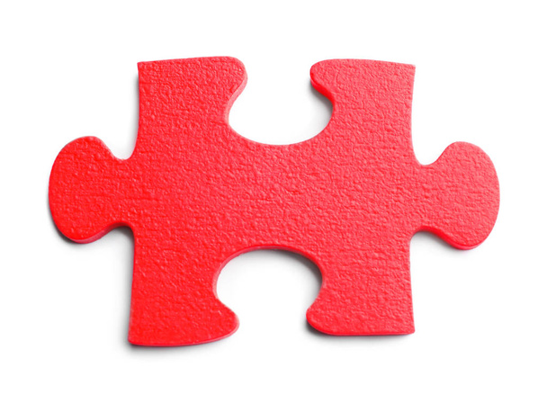 Piece of jigsaw puzzle on white background - Foto, afbeelding