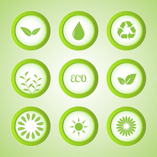 Vector set of eco buttons. - Vector, Image