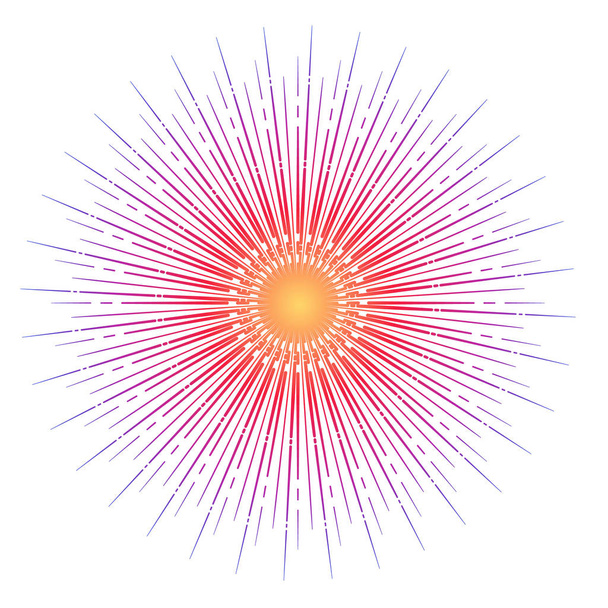 Strahlen ausstrahlenden Lichts. regelmäßige Verteilung der Strahlen. kreisförmige Form - Vektor, Bild