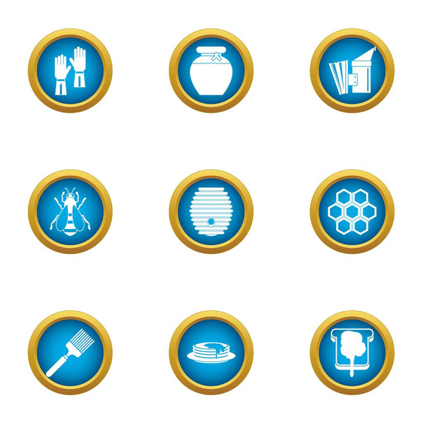 Honeycomb icons set, flat style - Wektor, obraz
