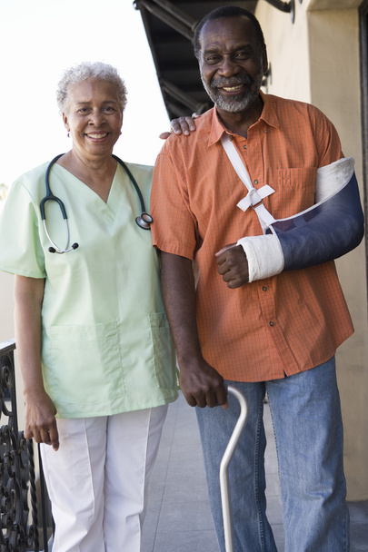 Disabled Patient Standing With Doctor - Photo, image