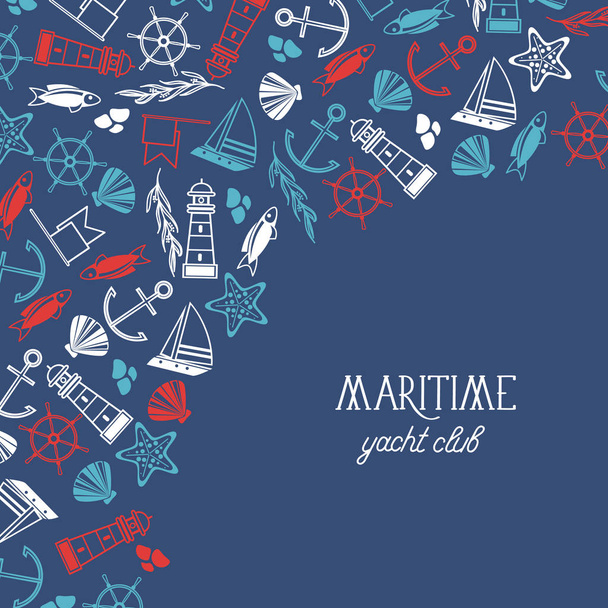 Marítimo colorido Yacht Club Poster
 - Vetor, Imagem