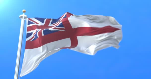 White Ensign or St George's Ensign of the United Kingdom waving. Loop - Footage, Video