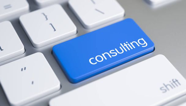 Consulting - Caption on Blue Keyboard Button. 3D. - Photo, Image
