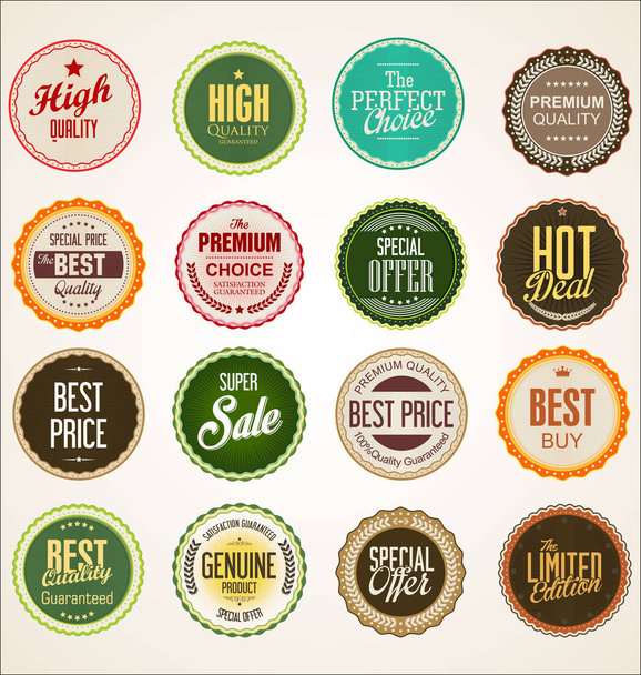 Collection of colorful badge and labels retro design - Vector, Image