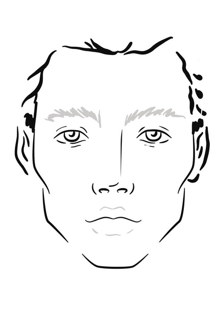 Man Face chart Maquiagem Artista em branco. Modelo. Ilustração vetorial
. - Vetor, Imagem