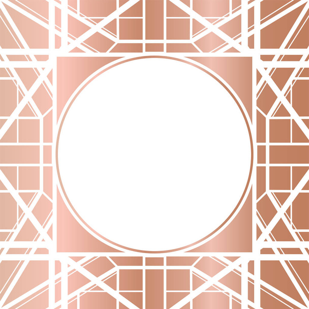 Geometric Rose Gold Art Deco Style Border Frame Design - Vector, Image