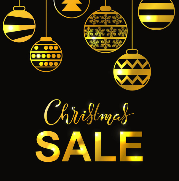Winter holidays lettering poster with Christmas Sale title. It can be used as banner, advertising, logo, label, poster background. Celebration background with contrast letters on it attracts attention - Vector, Image