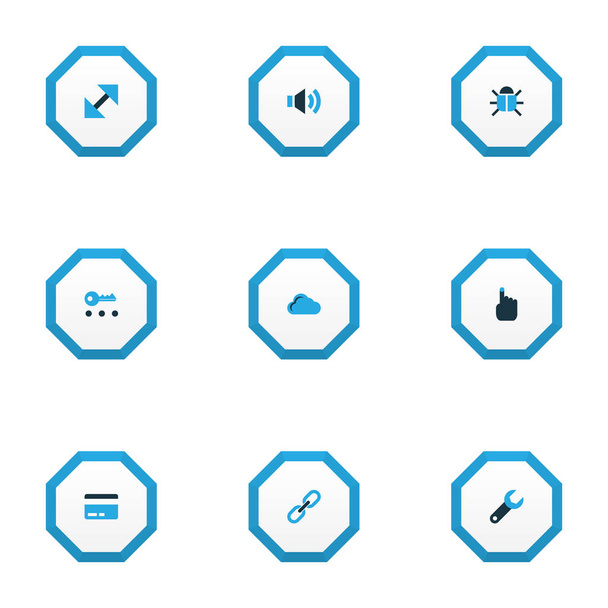 icônes utilisateur coloré ensemble avec paiement, main, éléments de virus lien. Isolation vectorielle icônes utilisateur illustration
. - Vecteur, image